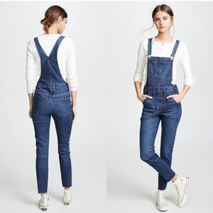 Madewell Skinny Jean Overalls Eco Edition Blue Raw Hem
